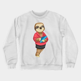 Sloth as Secretary with Notepad Crewneck Sweatshirt